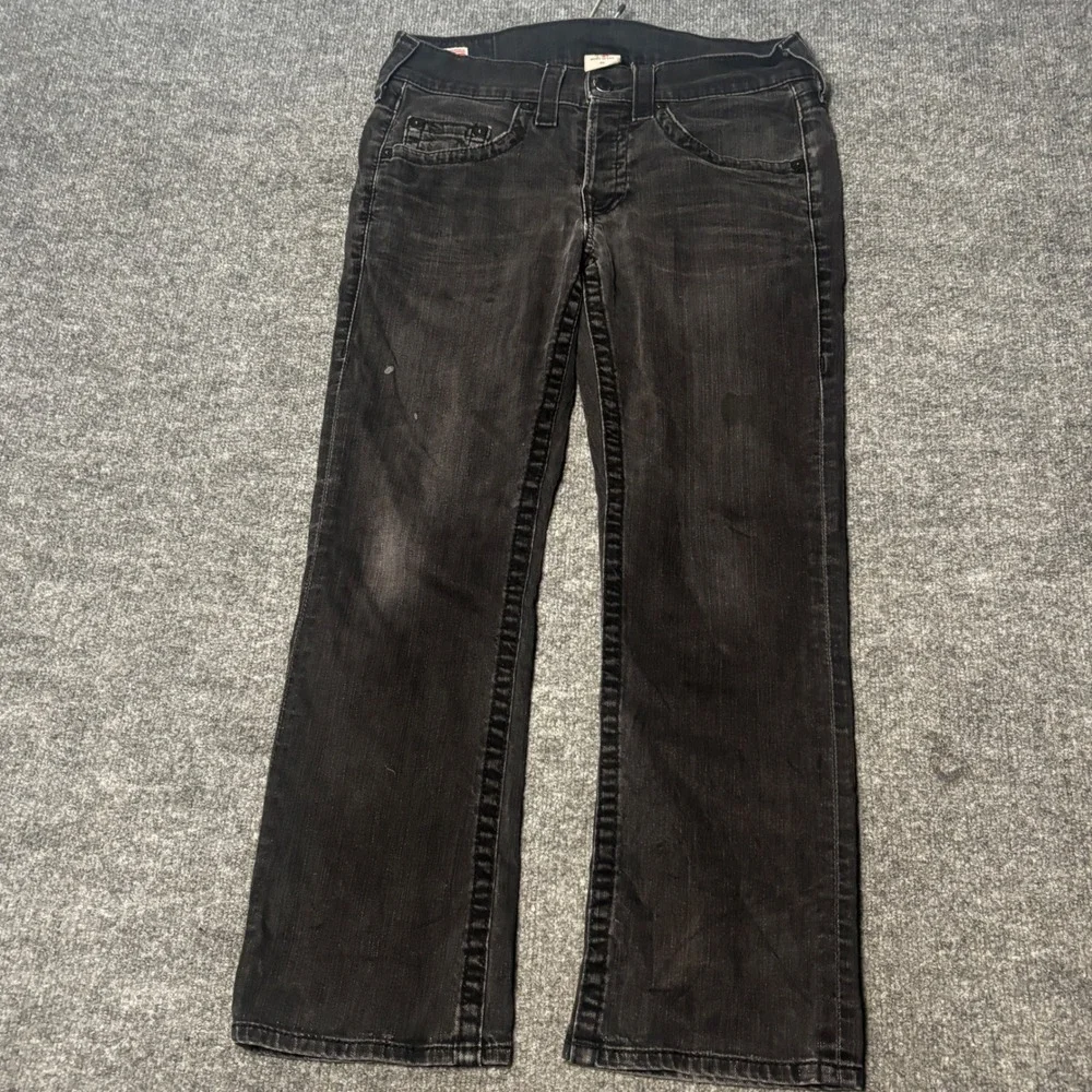 True Religion Jeans Mens 31 Black Wash Marco Section Bootcut Denim Y2K Style